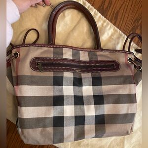 Burberry Tan and Brown Plaid Tote